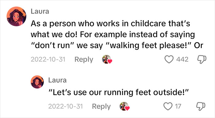 Childcare worker shares tips for parents to replace "no" with positive phrases to guide children. Childcare worker shares tips for parents to replace "no" with positive phrases to guide children.