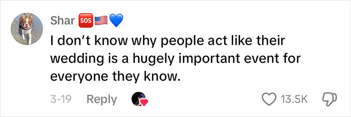 Comment on a social media post about weddings and their importance, related to a bachelorette party discussion.