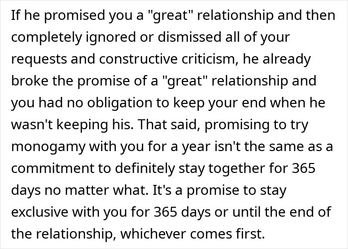 Text about broken promises in relationships and the importance of mutual commitment.