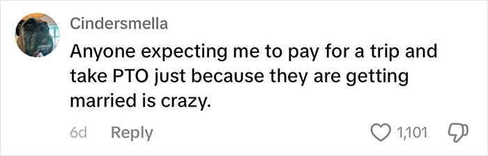 Comment expressing frustration over bachelorette party expenses and bridal party expectations.