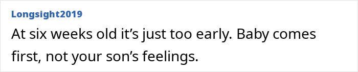 Comment debating taking 6-week-old baby from mom for hours each weekend. Comment debating taking 6-week-old baby from mom for hours each weekend.