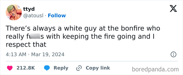 Relatable meme from Middle Class Fancy Instagram about a dedicated person keeping a bonfire lit.