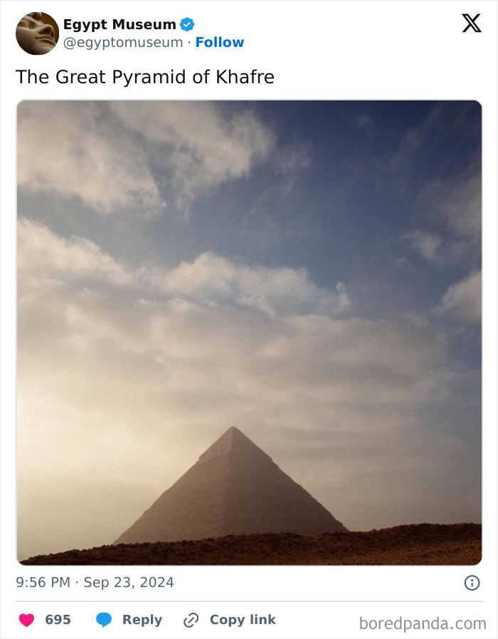 The Great Pyramid of Khafre under a cloudy sky, showcasing ancient Egyptian architecture.