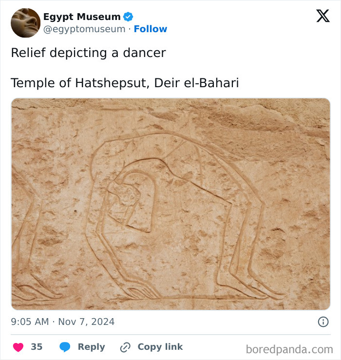 Ancient Egyptian artifact of a dancer relief at the Temple of Hatshepsut, showcasing this magnificent civilization.