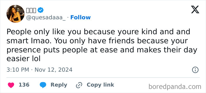 Wholesome online support shown in a tweet, highlighting kindness and friendship in a humorous way.
