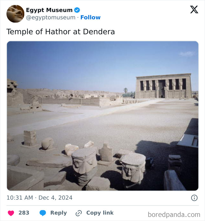 Temple of Hathor at Dendera showcasing ancient Egyptian artifacts and architecture.