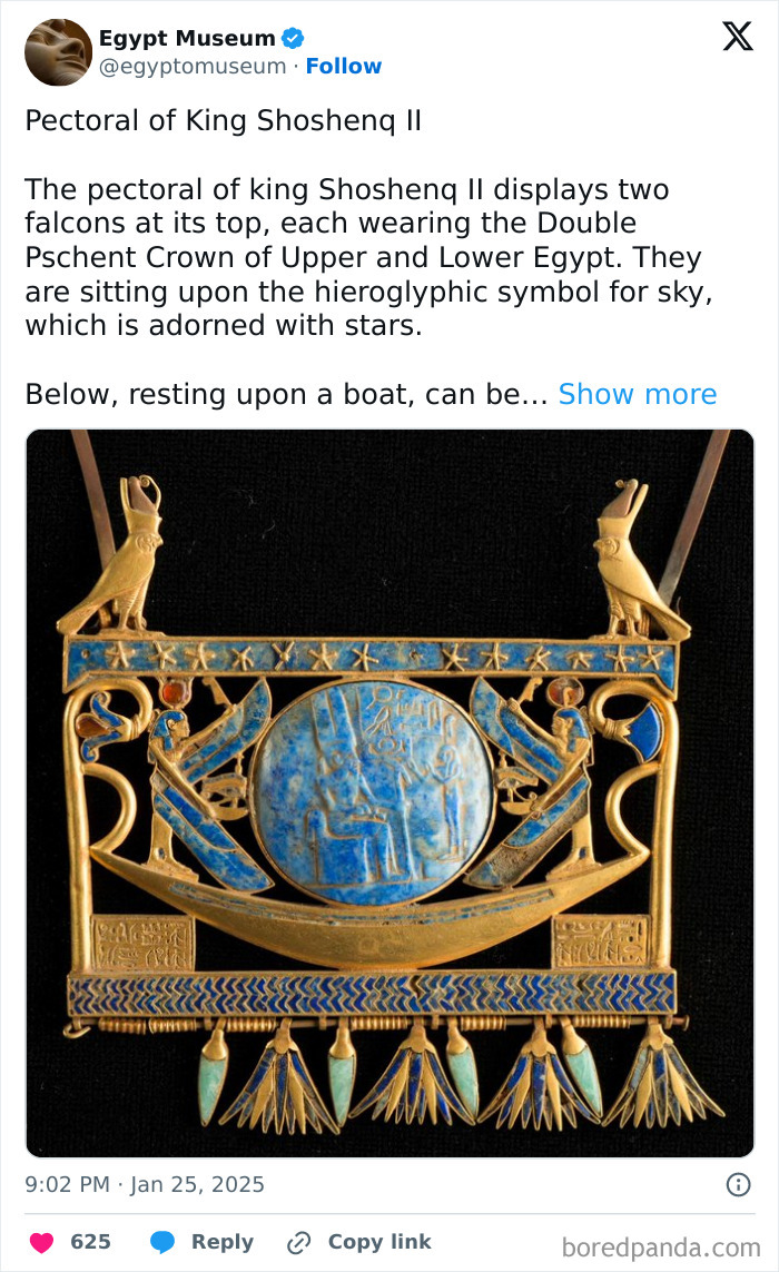 Ancient Egyptian artifact of King Shoshenq II with falcons and hieroglyphs, showcasing the civilization's magnificence.