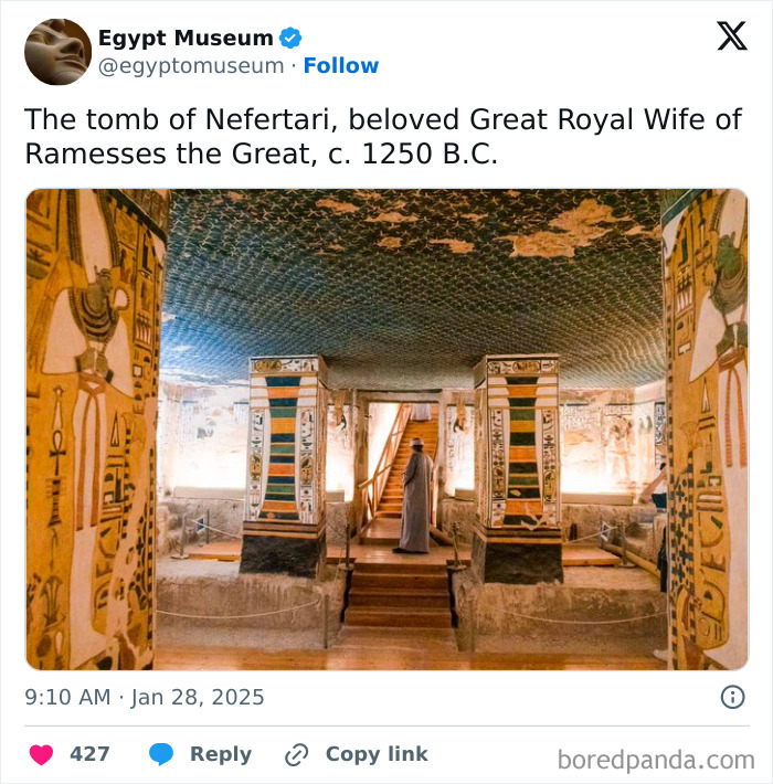 Ancient Egyptian artifacts in Nefertari's tomb showcase the civilization's magnificence, circa 1250 B.C.