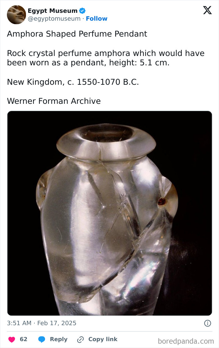 Ancient Egyptian artifact: rock crystal amphora pendant, New Kingdom, c. 1550-1070 B.C.