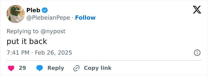 Tweet response about an "alien" fish, reads "put it back," dated Feb 26, 2025.