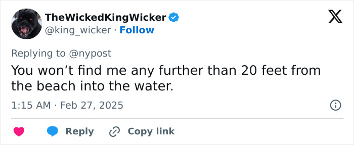 Tweet response about deep-sea fisherman and "alien" fish, expressing hesitance to go far into the water.
