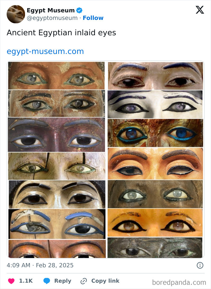 Ancient Egyptian inlaid eyes showcasing the craftsmanship of this magnificent civilization.