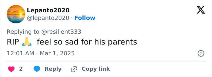 Tweet expressing condolences for a 19-year-old footballer's tragic passing. Tweet expressing condolences for a 19-year-old footballer's tragic passing.
