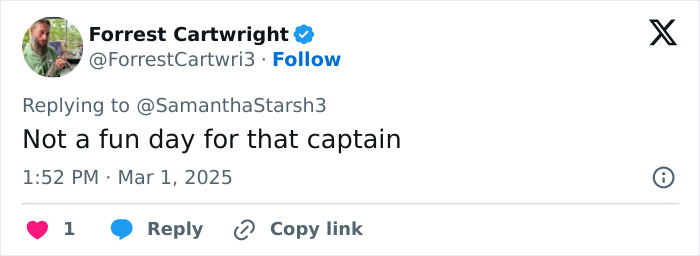 Tweet reacts to FedEx aircraft catching fire, noting it wasn't a fun day for the captain.