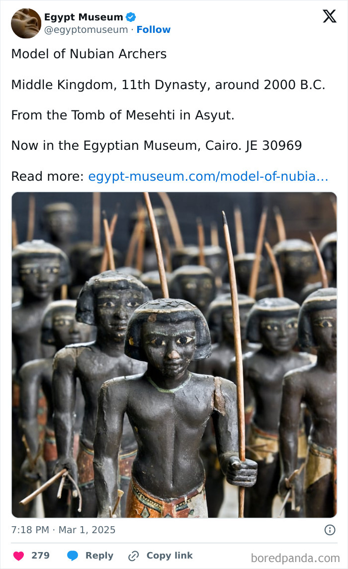 Model of ancient Egyptian Nubian archers, Middle Kingdom, 11th Dynasty, displayed in the Egyptian Museum, Cairo.
