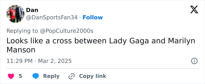 Tweet referencing Miley Cyrus's Oscars 2025 look with bleached eyebrows. Tweet referencing Miley Cyrus's Oscars 2025 look with bleached eyebrows.