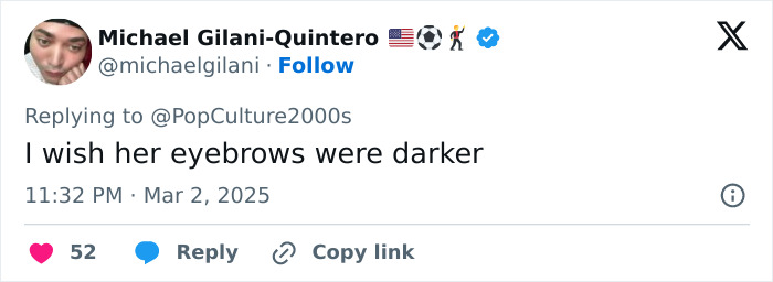 Tweet commenting on Miley Cyrus's bleached eyebrows at Oscars 2025. Tweet commenting on Miley Cyrus's bleached eyebrows at Oscars 2025.