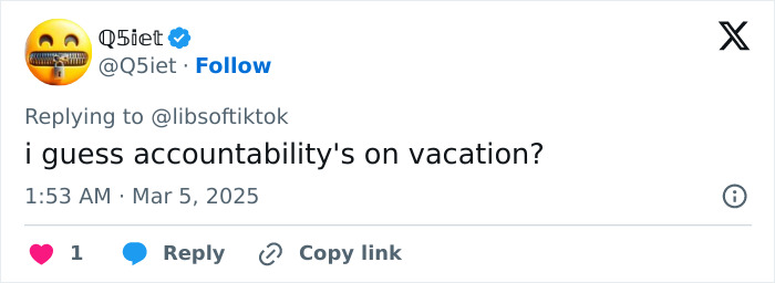 Tweet questioning accountability after teen's crime following fatal crash.