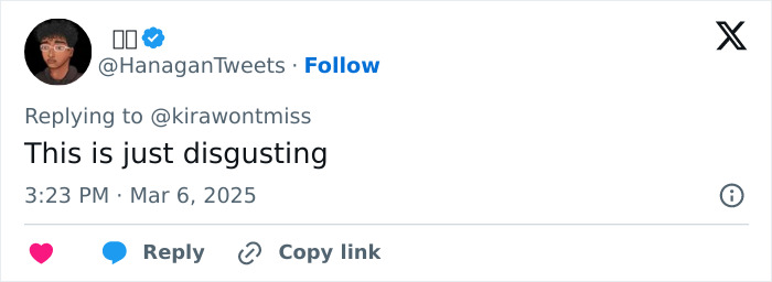 Tweet expressing outrage over adult star's actions in nursing homes.