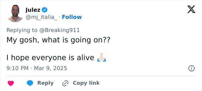 Tweet reacting to a small plane crash-landing in a Pennsylvania suburb, expressing concern and hope for survivors. Tweet reacting to a small plane crash-landing in a Pennsylvania suburb, expressing concern and hope for survivors.