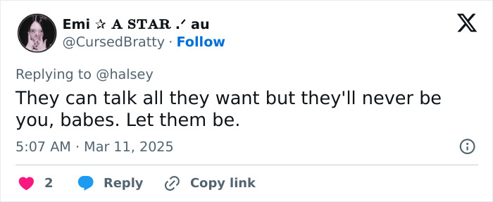 Tweet supports Halsey against trolls criticizing her racy photos. Tweet supports Halsey against trolls criticizing her racy photos.