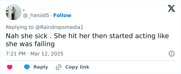 Tweet discussing viral baton incident related to assault charge and alleged accident.