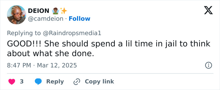 Tweet discussing viral baton incident related to star's assault charge.