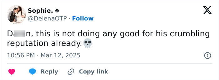 Tweet expressing disappointment over a person's reputation in Blake Lively legal drama.