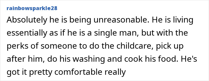 Comment discussing a man focused on running, neglecting parenting duties.
