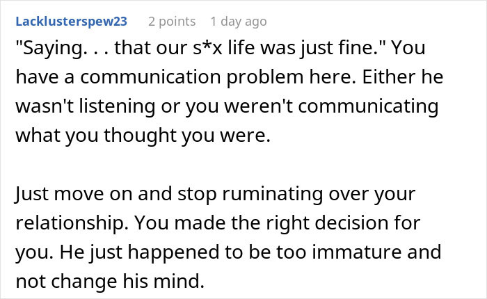 Reddit comment advising someone to move on after a breakup due to communication issues in an open relationship.