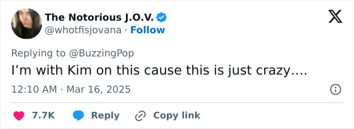 Tweet supporting Kim Kardashian's reaction to Kanye West's use of North in a song, expressing agreement. Tweet supporting Kim Kardashian's reaction to Kanye West's use of North in a song, expressing agreement.