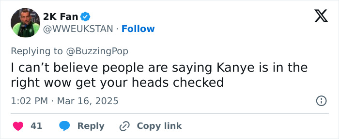 Tweet criticizing Kanye West's actions, related to Kim Kardashian and North in a song. Tweet criticizing Kanye West's actions, related to Kim Kardashian and North in a song.