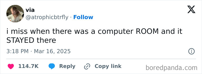 Funny post about nostalgia for computer rooms from March, with high engagement on social media.