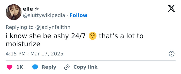 Tweet reacting to rapper who sued Lyft, humorously addressing skincare challenges. Tweet reacting to rapper who sued Lyft, humorously addressing skincare challenges.