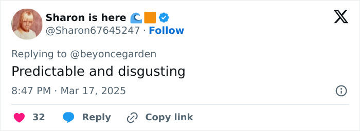 Tweet reaction by Sharon is here calling male tourists' actions disgusting.