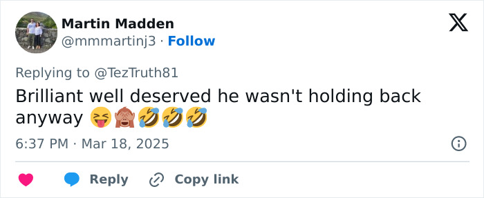 Support for Irish horse carriage driver after dispute with American tourists, shown in a tweet response.