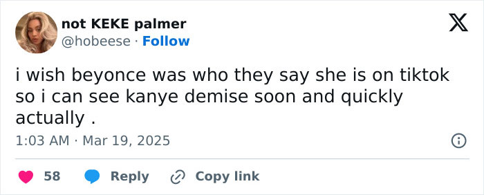 Tweet expressing anger among Beyonc&eacute; fans over Kanye's comments about her family with Jay-Z.