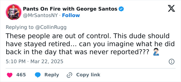George Santos' tweet about a high school basketball coach's unacceptable behavior and retirement comments.