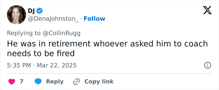 Tweet regarding high school basketball coach's controversial firing after pulling a girl's hair.