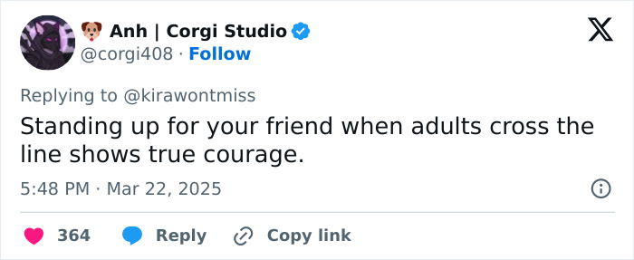 Tweet about courage and support related to basketball coach incident with female player.