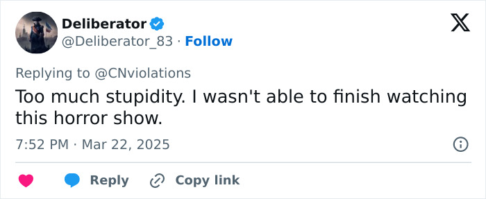 Tweet criticizing Disney's Snow White, calling it "too much stupidity" and a "horror show.