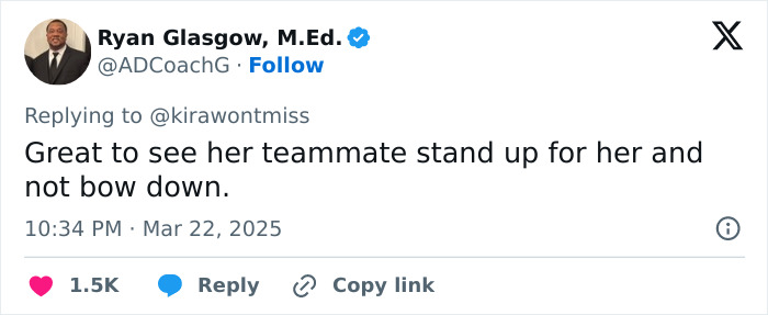 Tweet by a coach supporting a female basketball player after a hair-pulling incident goes viral.