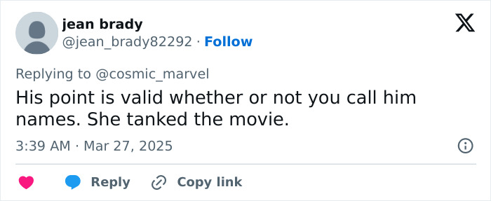 A tweet blames Rachel Zegler for 'Snow White' movie's poor performance, claiming her actions affected its success.