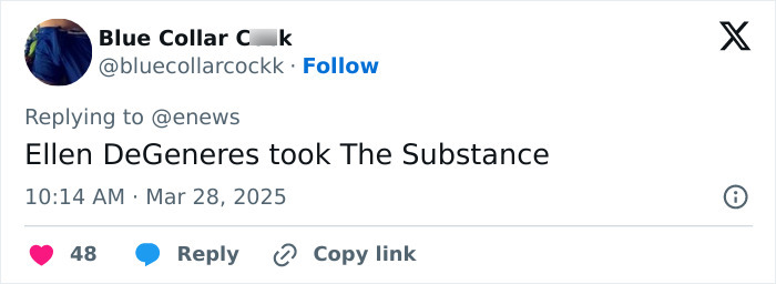 Tweet response about JoJo Siwa and a reference to Ellen DeGeneres, with interaction options and engagement numbers.