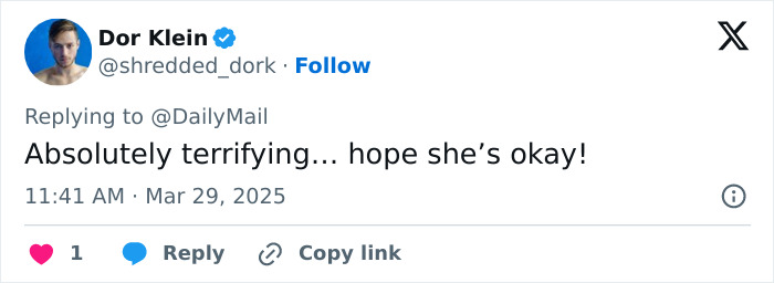 Tweet expressing concern after bride-to-be attacked at bachelorette party.