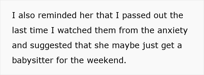 Text regarding babysitting stress and anxiety, suggesting hiring a babysitter.