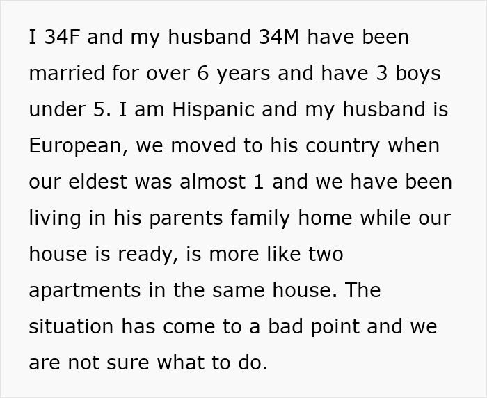 Text discussing a family facing challenges with in-laws, mentioning racial tensions.