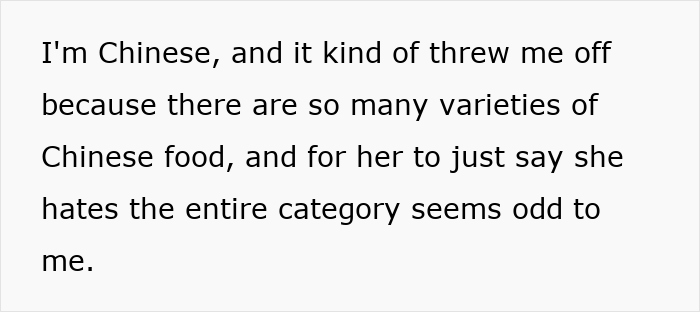 Chinese DIL puzzled by MIL's view on Chinese cuisine variety, sparks conversation. Chinese DIL puzzled by MIL's view on Chinese cuisine variety, sparks conversation.