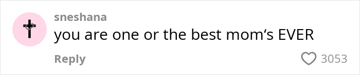 Comment praising mom's support in her daughter's 5k runs, highlighting her dedication.