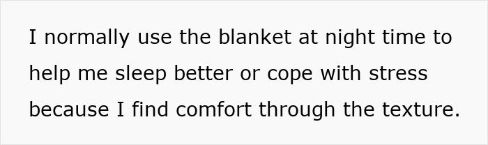Text discussing comfort found in using a baby blanket at night for better sleep and stress relief.